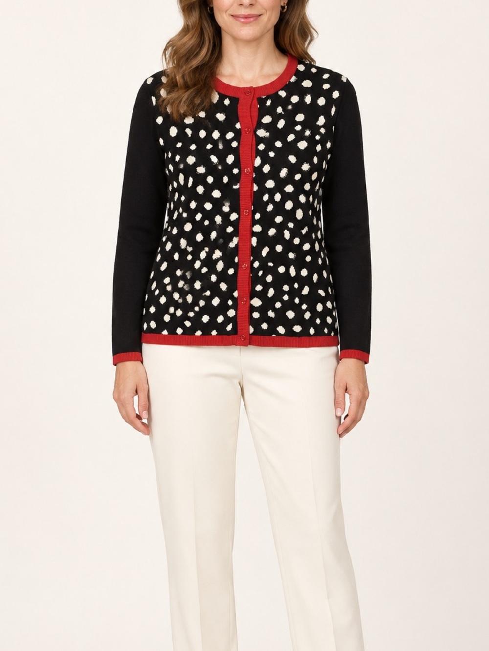 Diane Gilman Silk Cotton Dalmatian Print Sequin Cardigan Size S